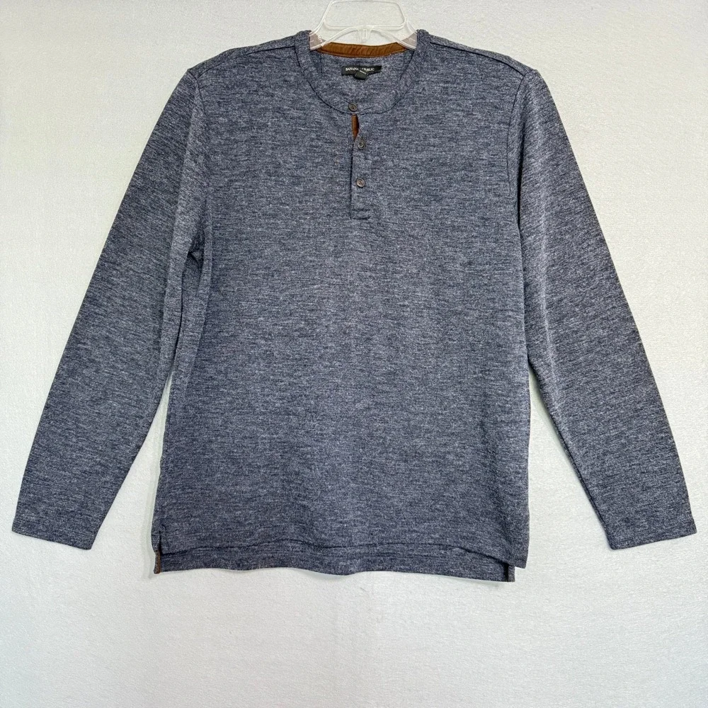 Banana Republic Mens Casual Gray Knit Henley Shirt Size XL Long Sleeve Preppy